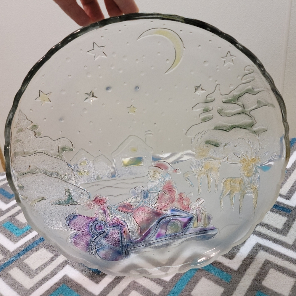 Large Thick Glass Christmas Platter